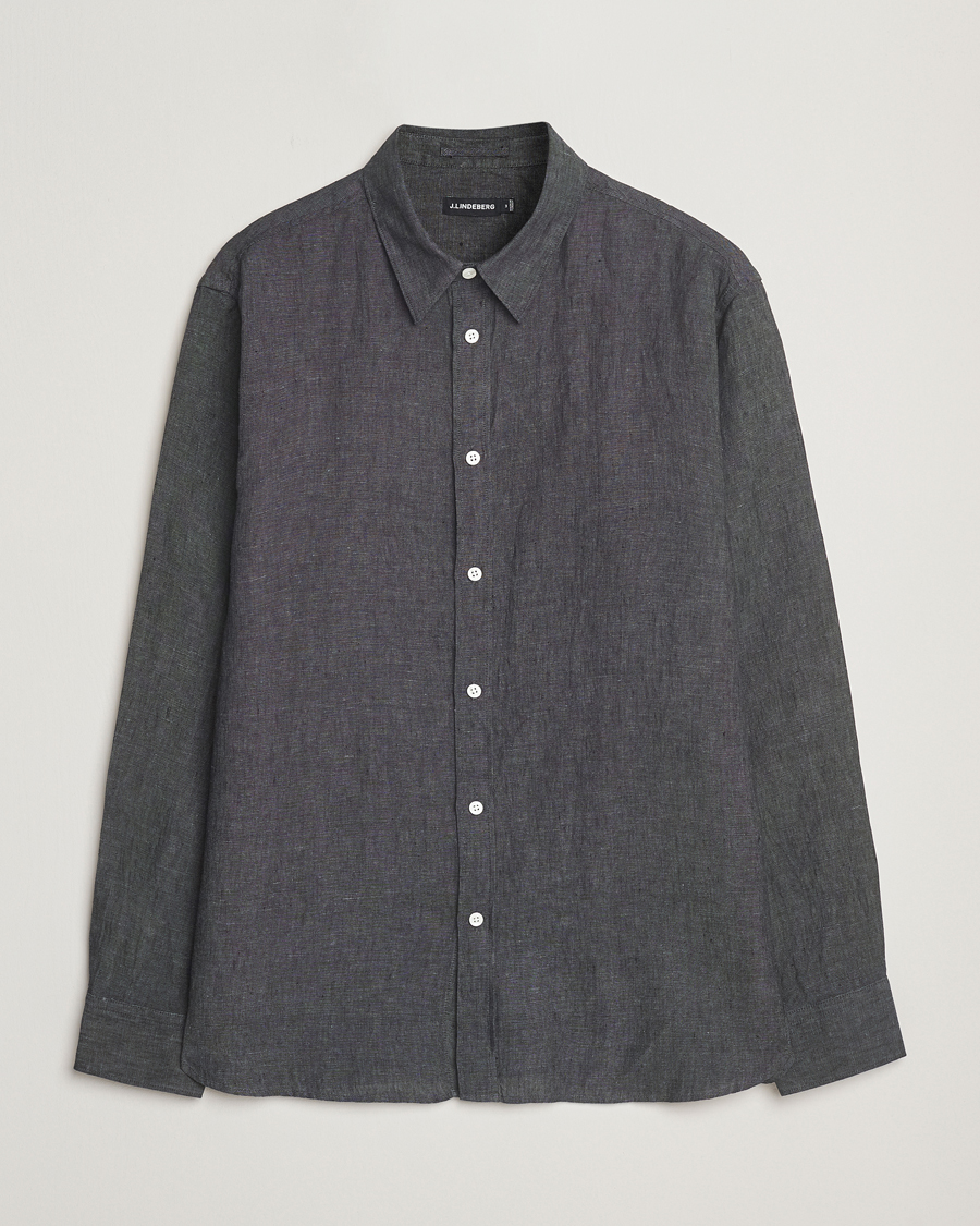 Men | Shirts | J.Lindeberg | Linen Melange Shirt Black