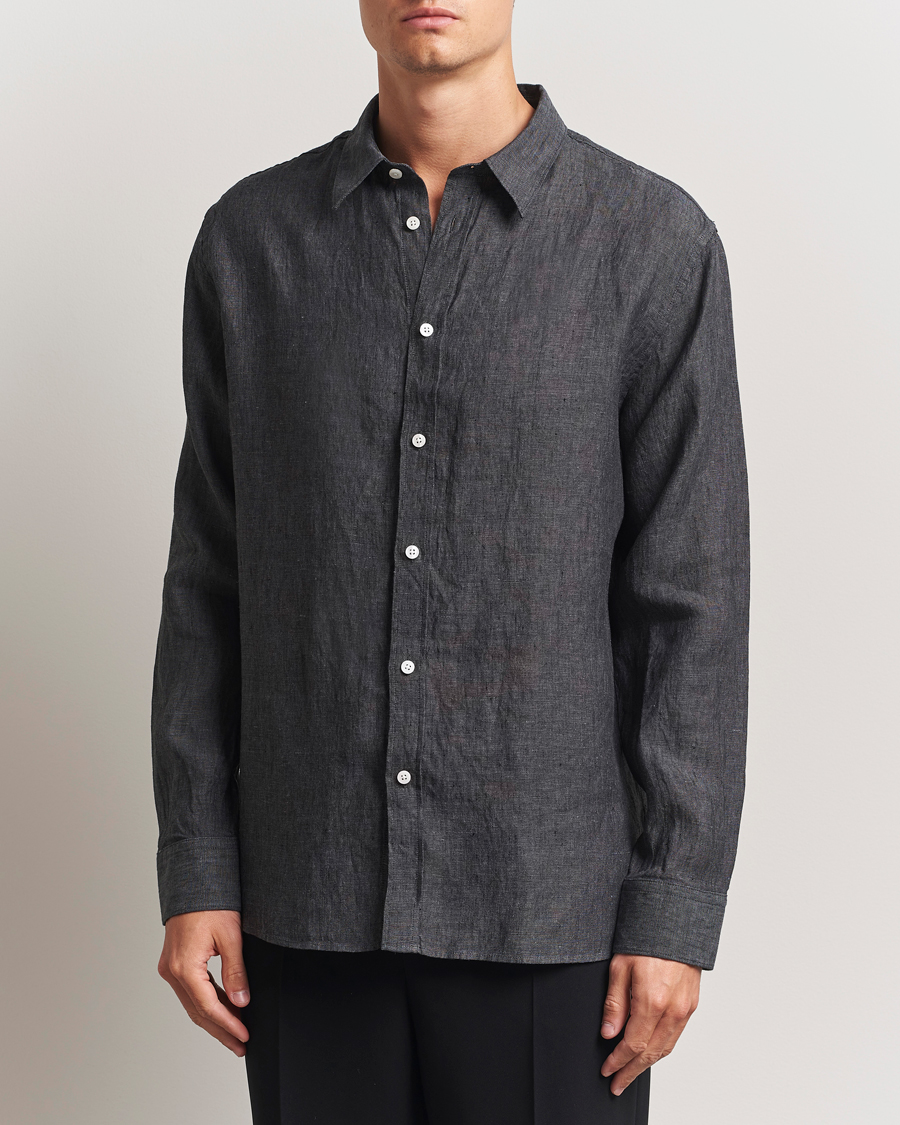 Men | Shirts | J.Lindeberg | Linen Melange Shirt Black