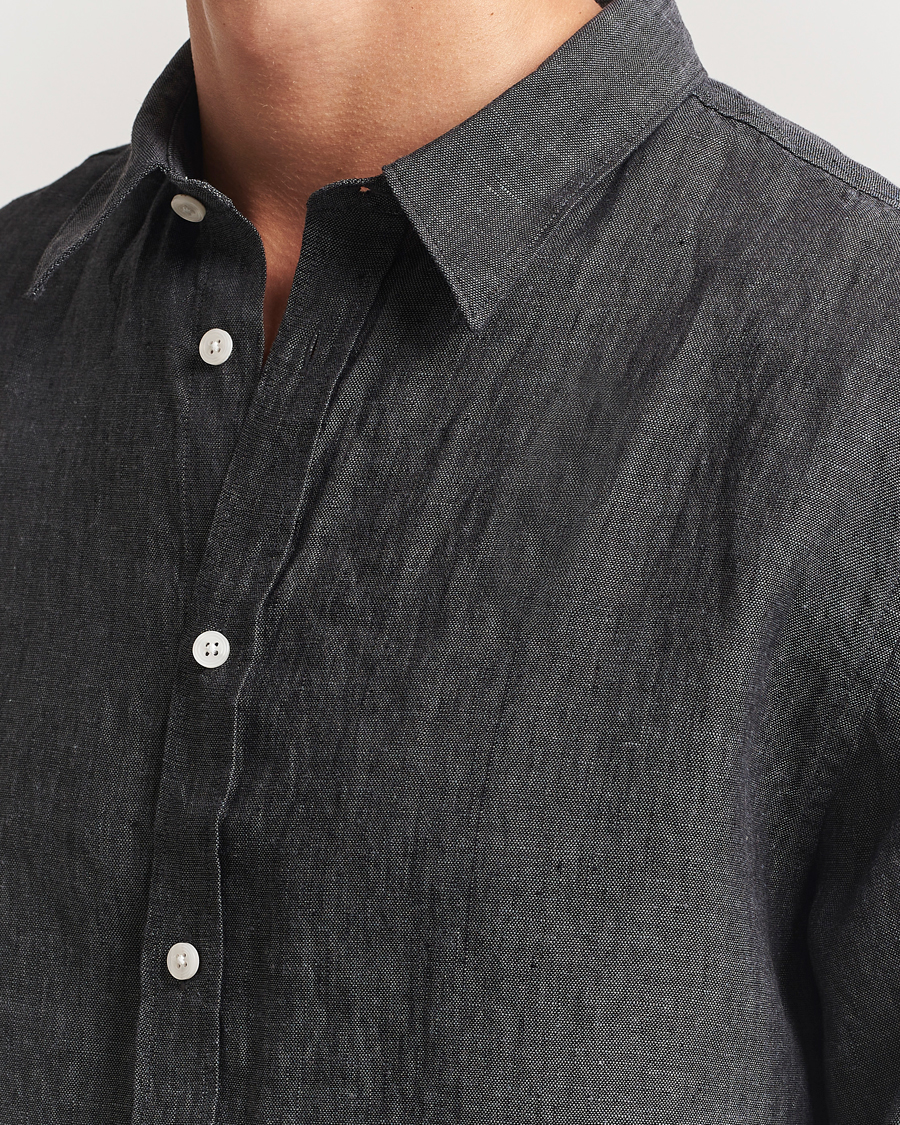 Men | Shirts | J.Lindeberg | Linen Melange Shirt Black