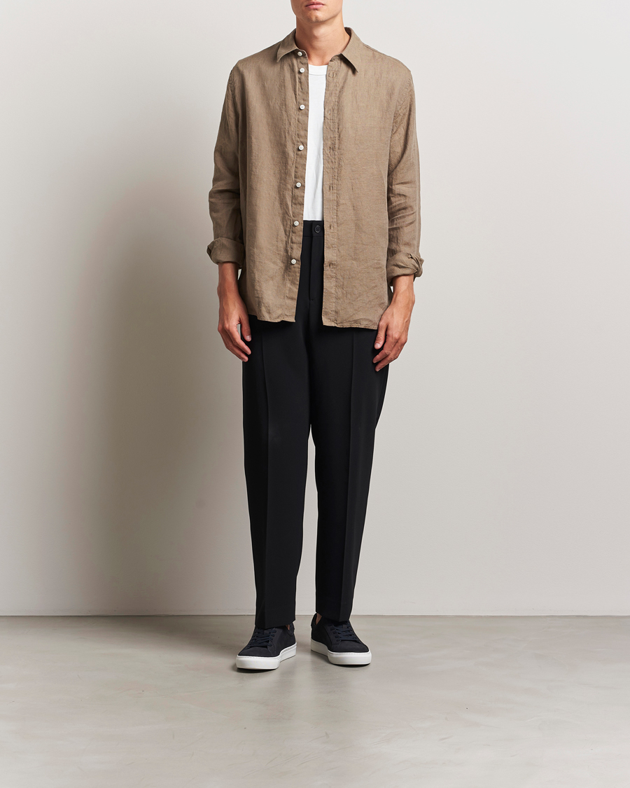 Men | Shirts | J.Lindeberg | Linen Melange Shirt Nutmeg