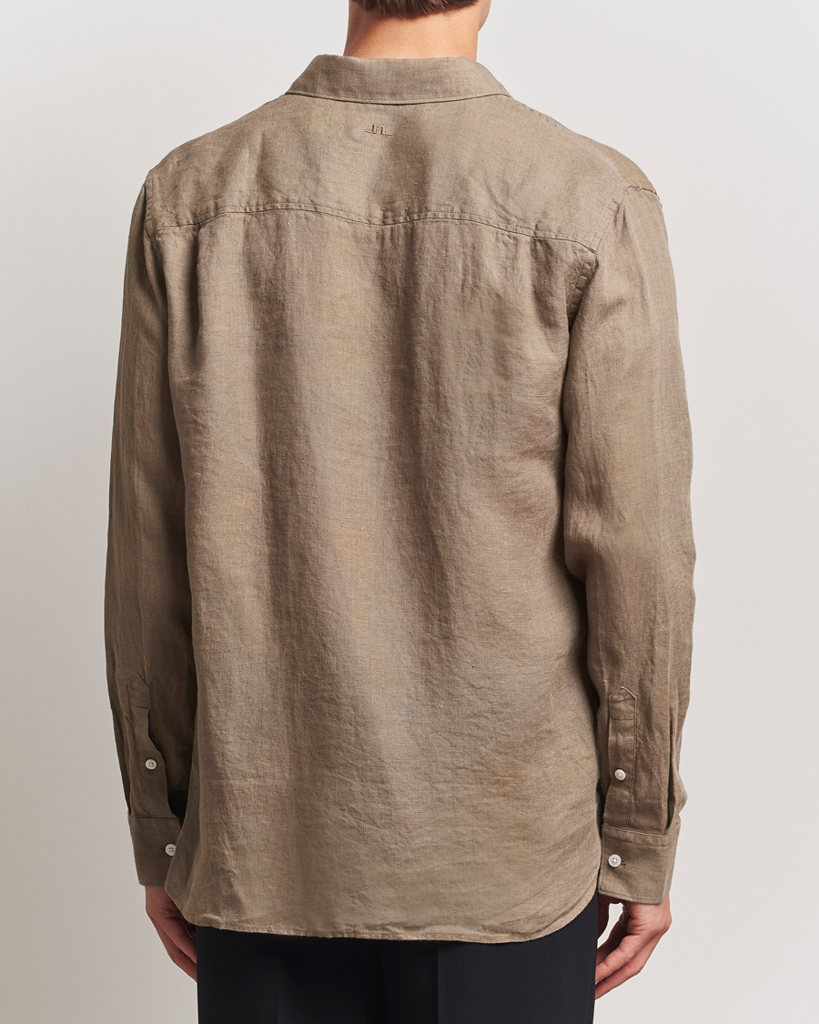 Men | Shirts | J.Lindeberg | Linen Melange Shirt Nutmeg