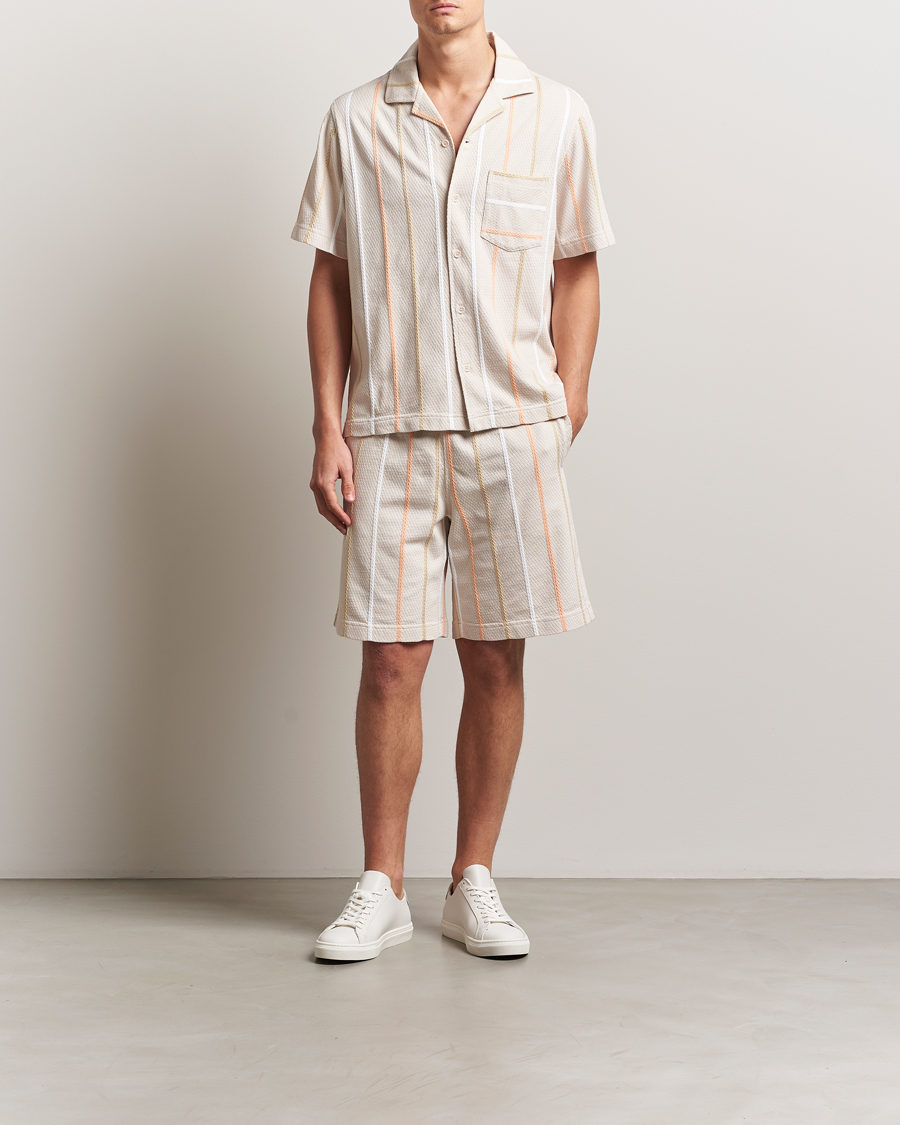 Men | Shirts | J.Lindeberg | Theron Stripe Resort Shirt Moonbeam