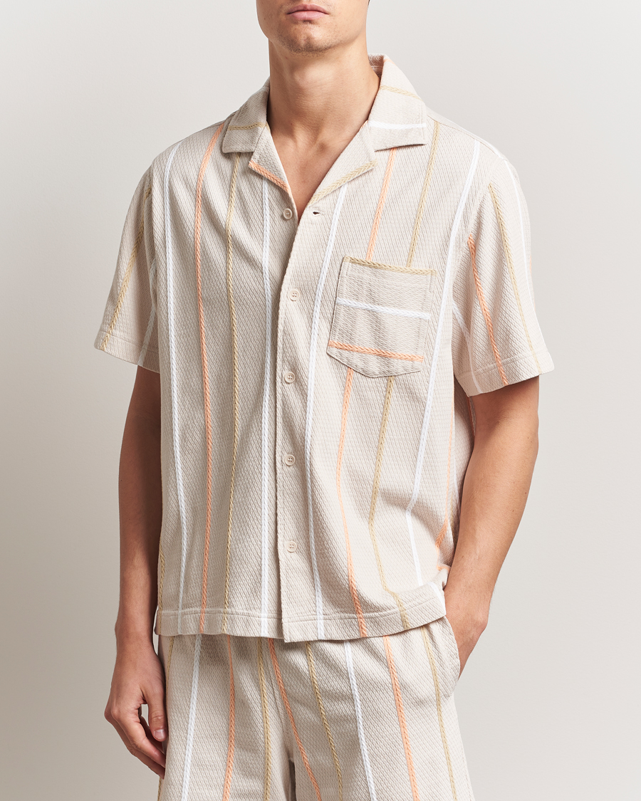 Men | Shirts | J.Lindeberg | Theron Stripe Resort Shirt Moonbeam
