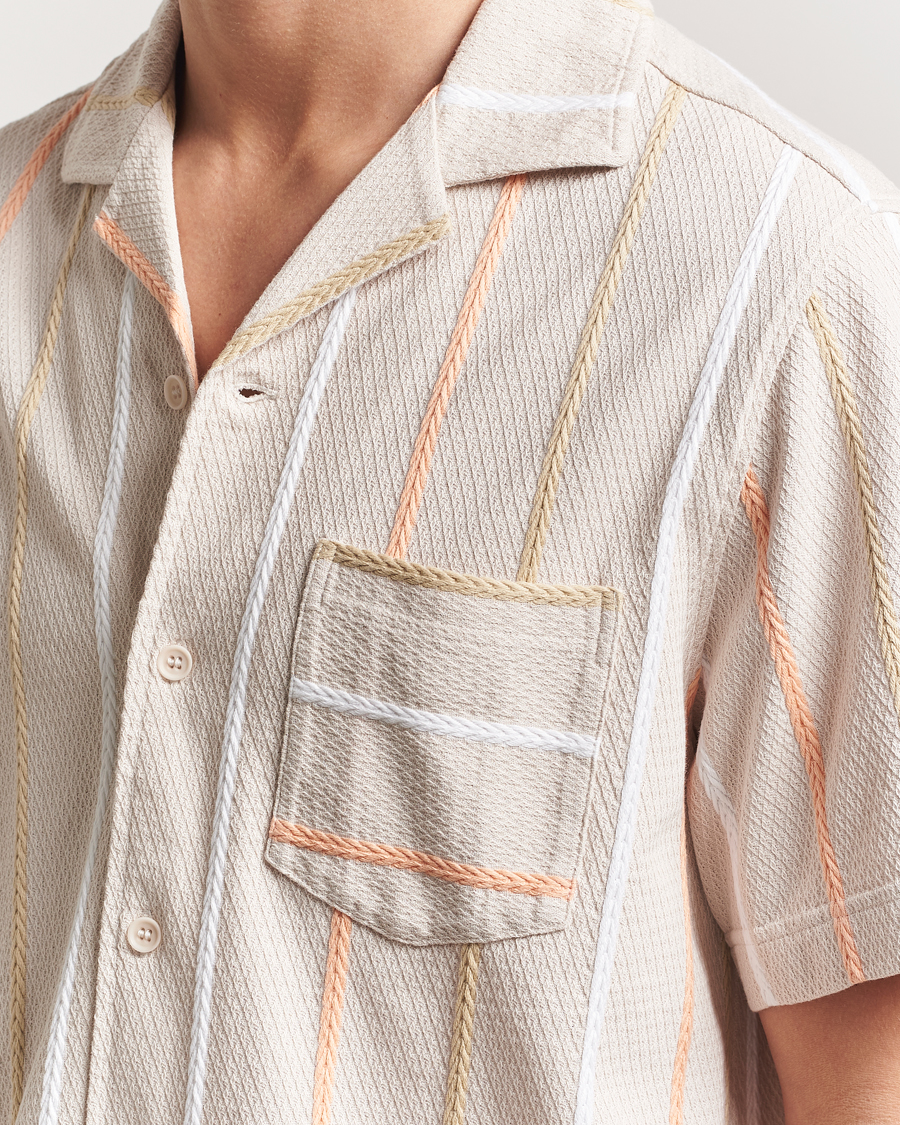Men | Shirts | J.Lindeberg | Theron Stripe Resort Shirt Moonbeam