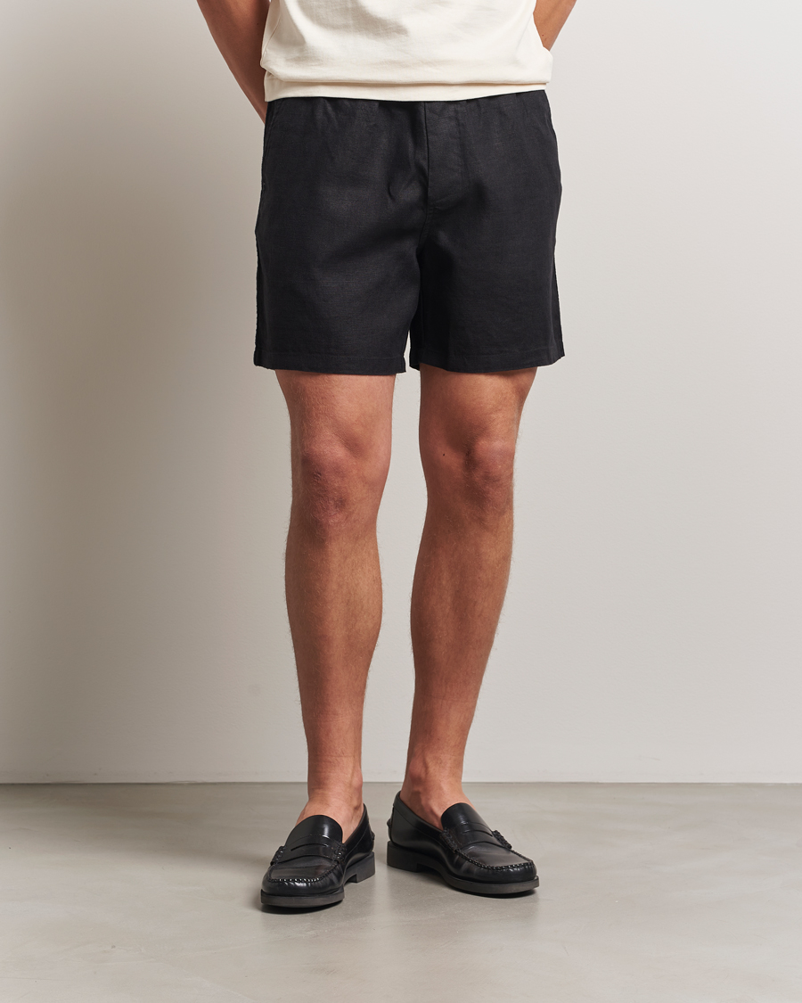 Men | Shorts | NN07 | Gregor Linen Drawstring Shorts Black