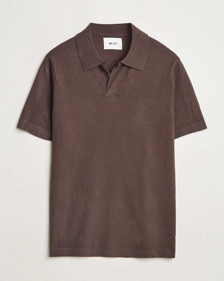 Men | Polo Shirts | NN07 | Ryan Cotton/Linen Polo Coffee