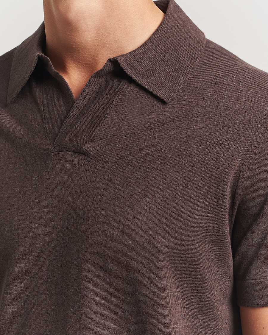 Men | Polo Shirts | NN07 | Ryan Cotton/Linen Polo Coffee