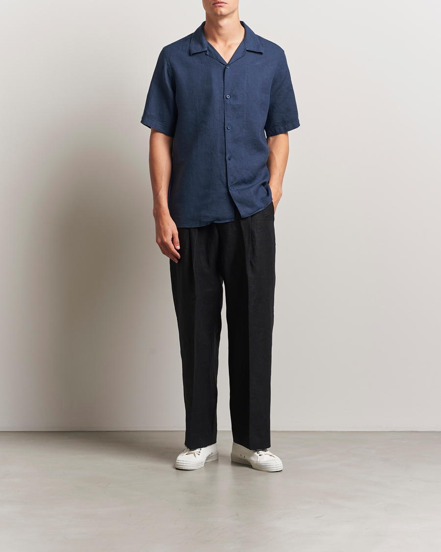Men | Shirts | NN07 | Julio Linen Resort Shirt Navy Blue