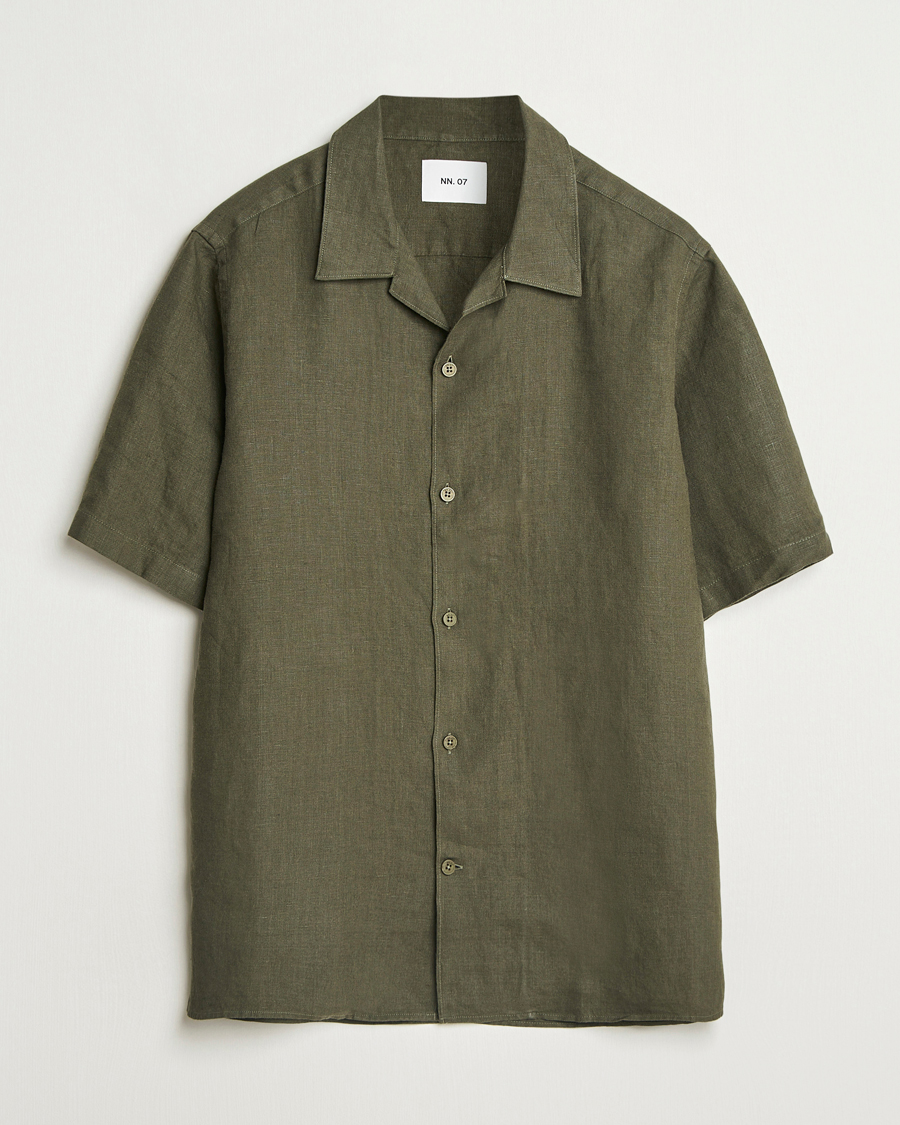 Men | Shirts | NN07 | Julio Linen Resort Shirt Croc Green