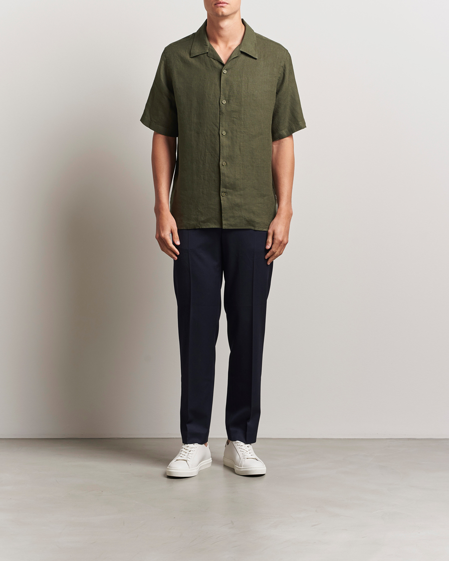 Men | Shirts | NN07 | Julio Linen Resort Shirt Croc Green