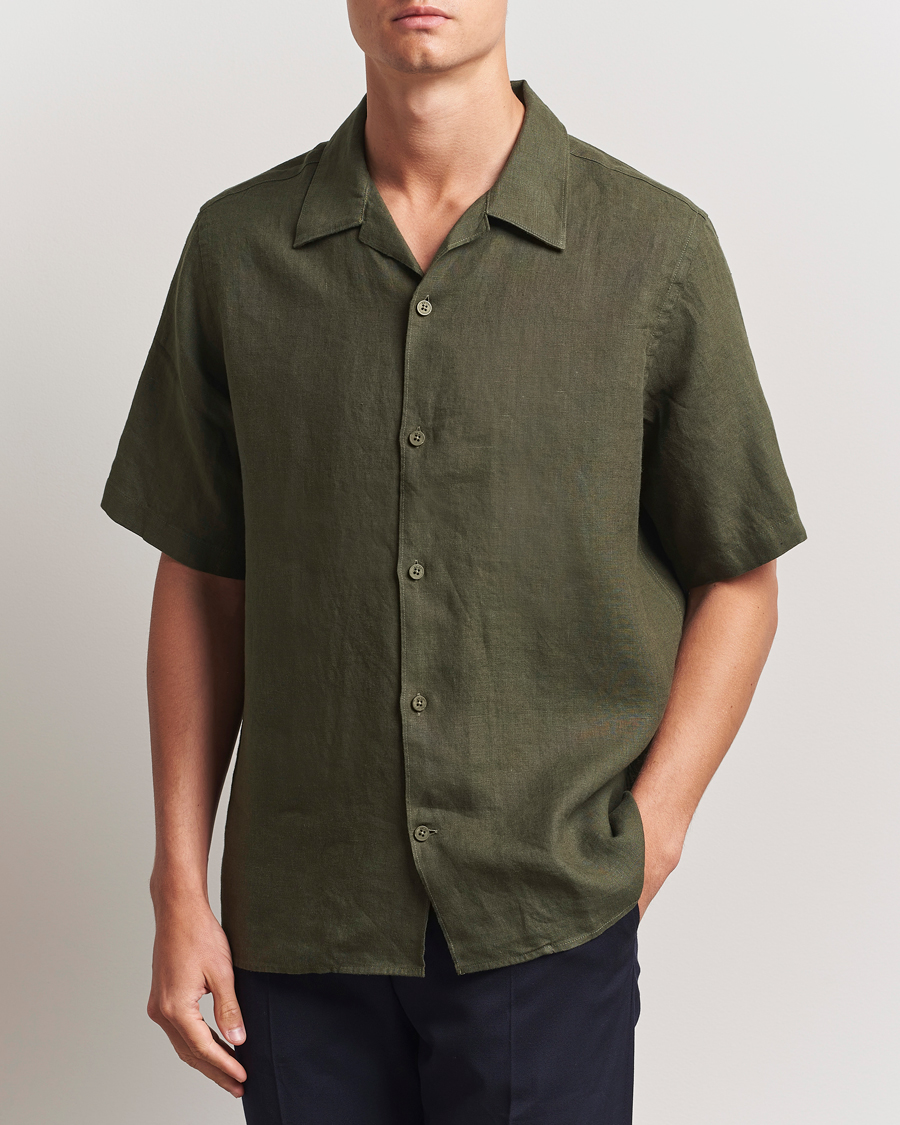 Men | Shirts | NN07 | Julio Linen Resort Shirt Croc Green