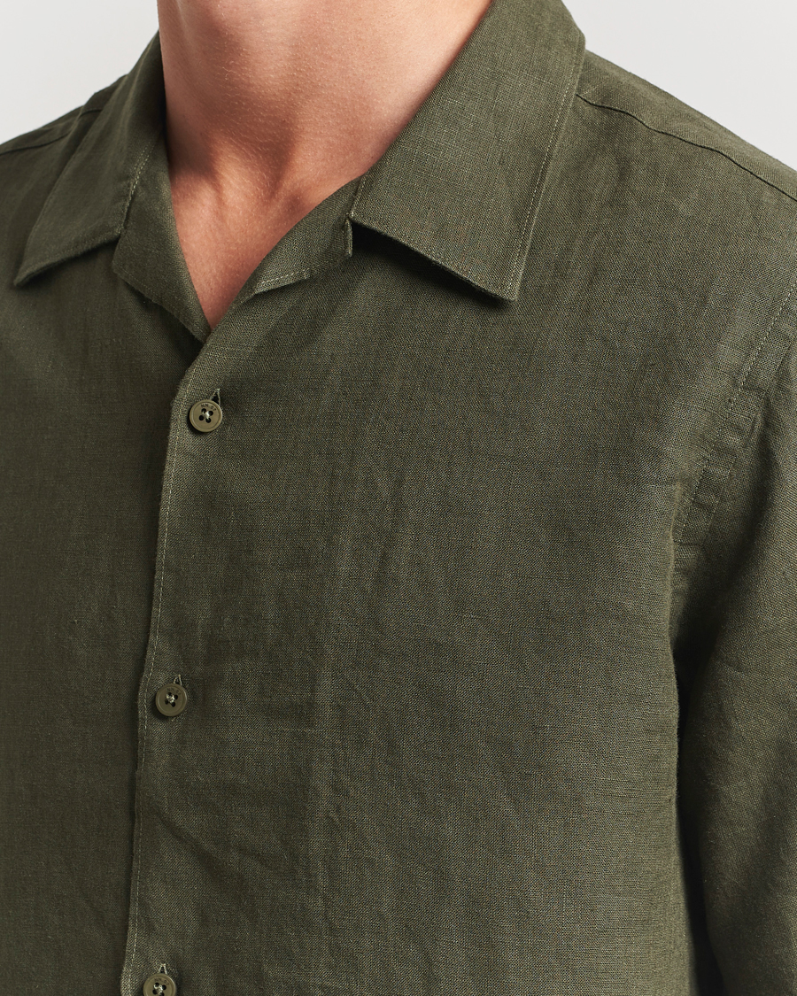 Men | Shirts | NN07 | Julio Linen Resort Shirt Croc Green