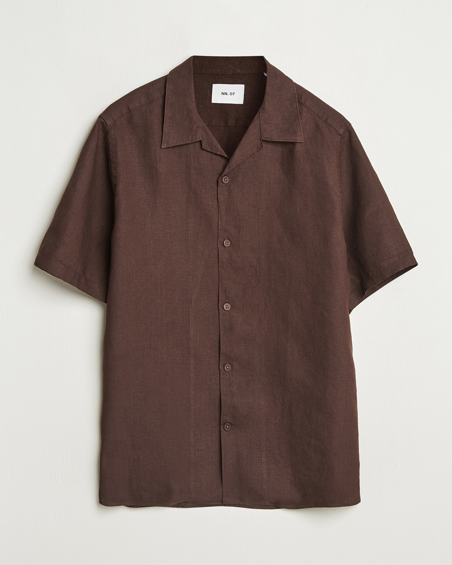 Men | Shirts | NN07 | Julio Linen Resort Shirt Coffee