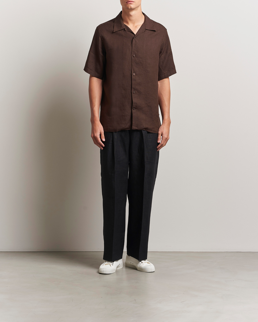 Men | Shirts | NN07 | Julio Linen Resort Shirt Coffee