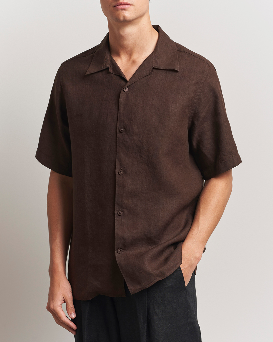 Men | Shirts | NN07 | Julio Linen Resort Shirt Coffee