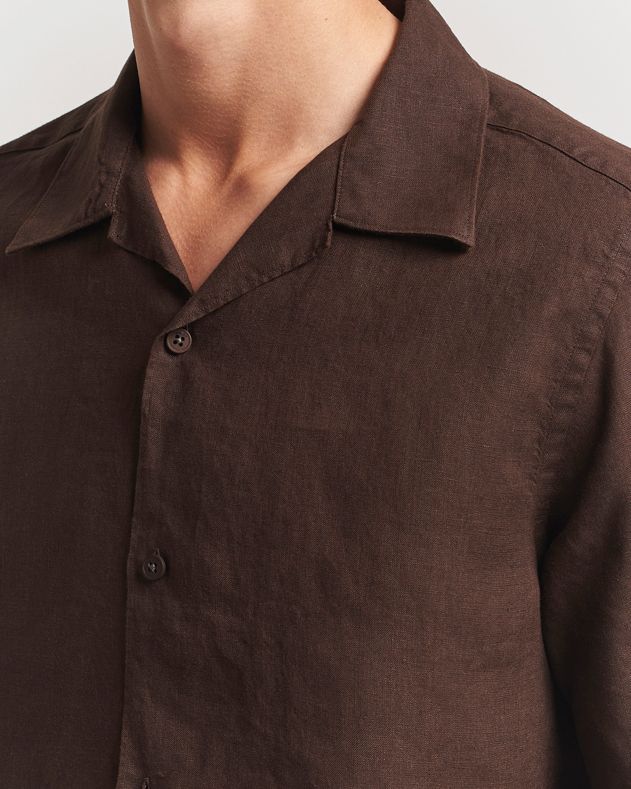 Men | Shirts | NN07 | Julio Linen Resort Shirt Coffee