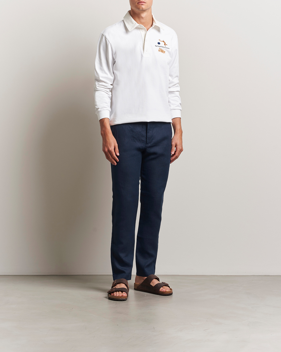 Men | Trousers | NN07 | Theo Linen Trousers Navy Blue
