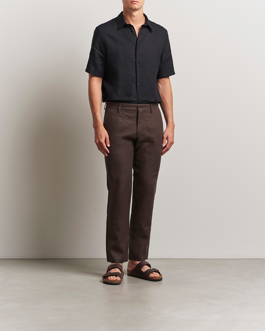 Men | Trousers | NN07 | Theo Linen Trousers Coffee