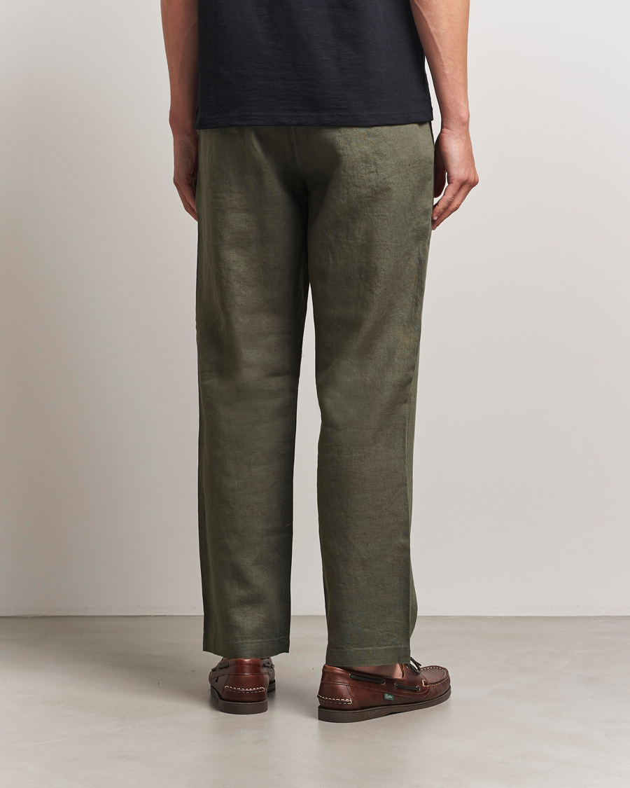 Men | Trousers | NN07 | Aden Regular Fit Linen Trousers Croc Green