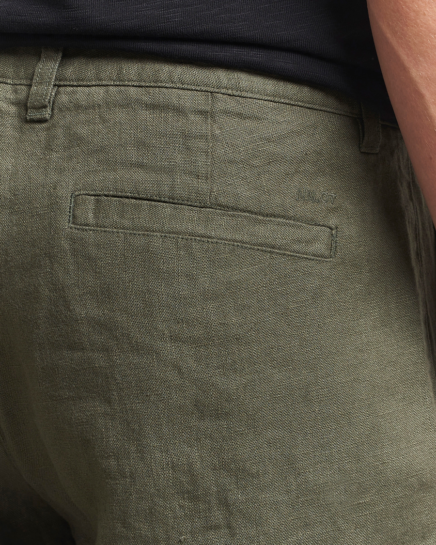 Men | Trousers | NN07 | Aden Regular Fit Linen Trousers Croc Green