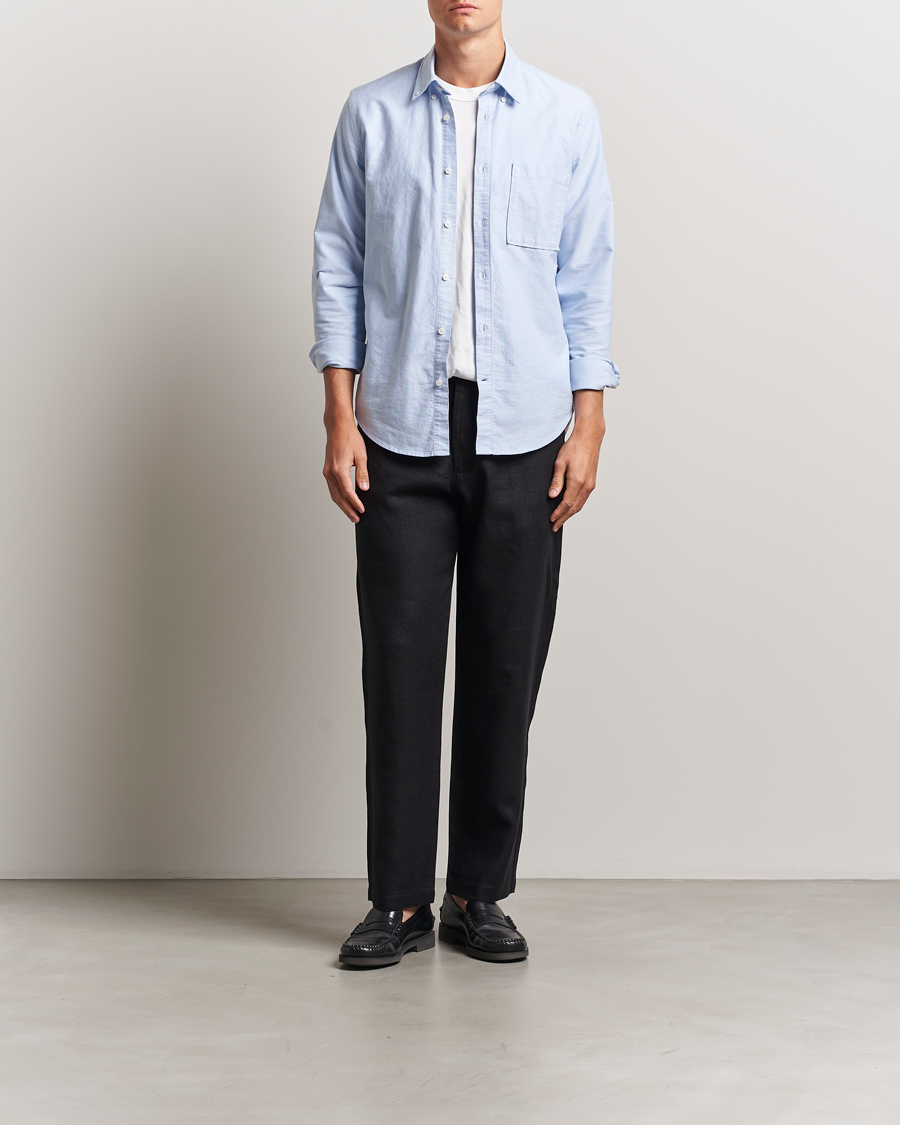 Men | Trousers | NN07 | Aden Regular Fit Linen Trousers Black