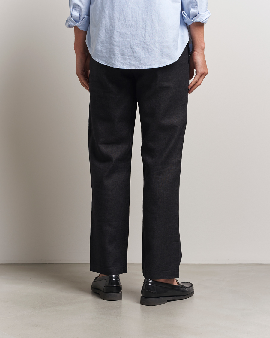 Men | Trousers | NN07 | Aden Regular Fit Linen Trousers Black