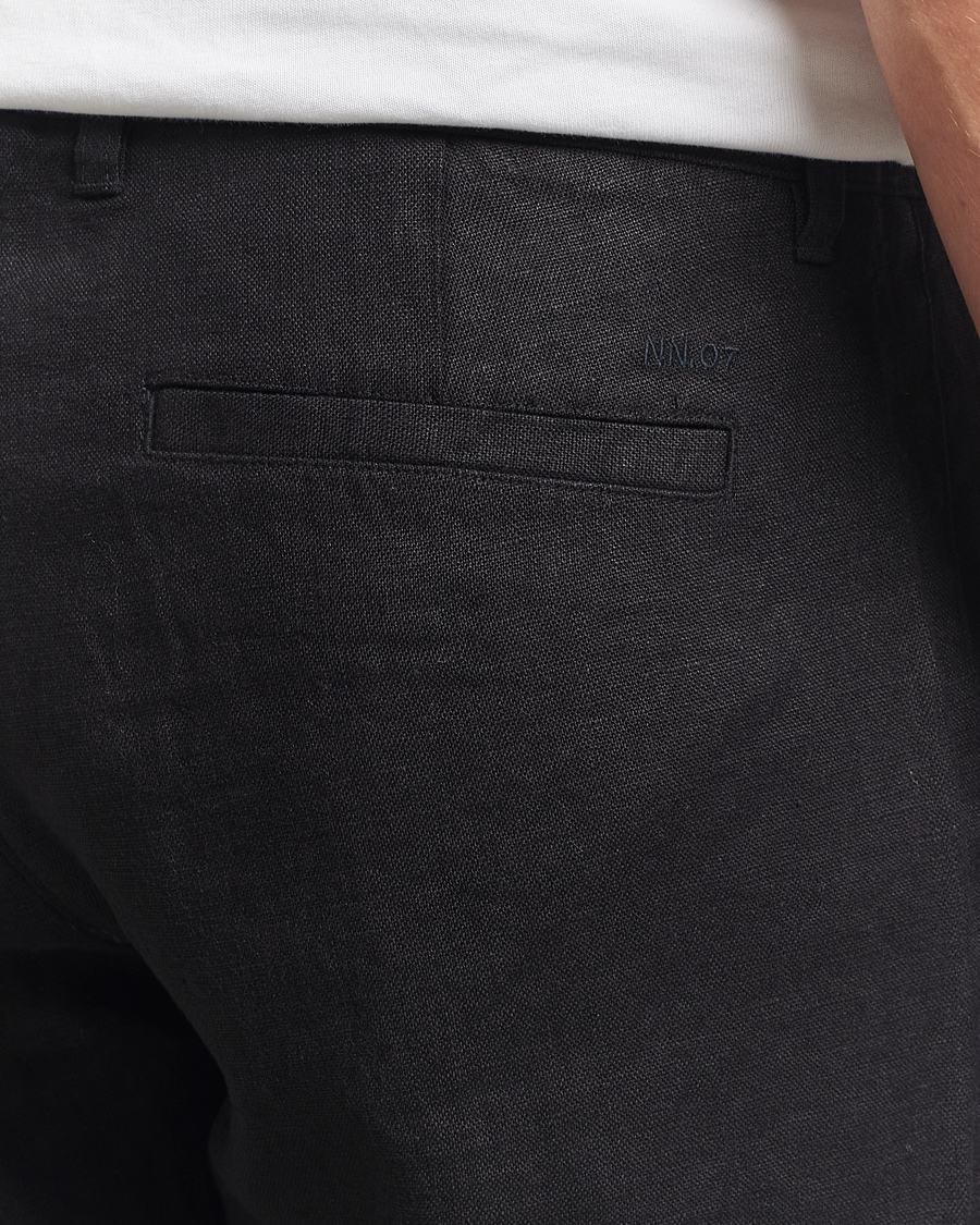 Men | Trousers | NN07 | Aden Regular Fit Linen Trousers Black