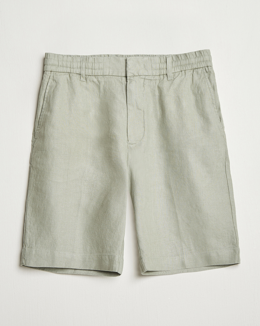 Men | Shorts | NN07 | Billie Pleated Linen Drawstring Shorts Sage Green