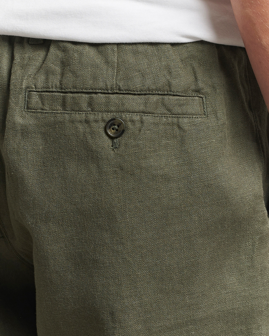 Men | Shorts | NN07 | Billie Pleated Linen Drawstring Shorts Croc Green