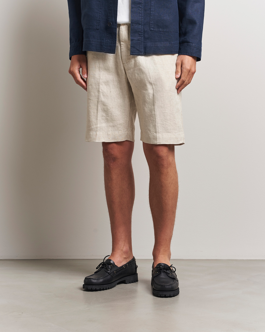 Men | Shorts | NN07 | Billie Pleated Linen Drawstring Shorts Oat