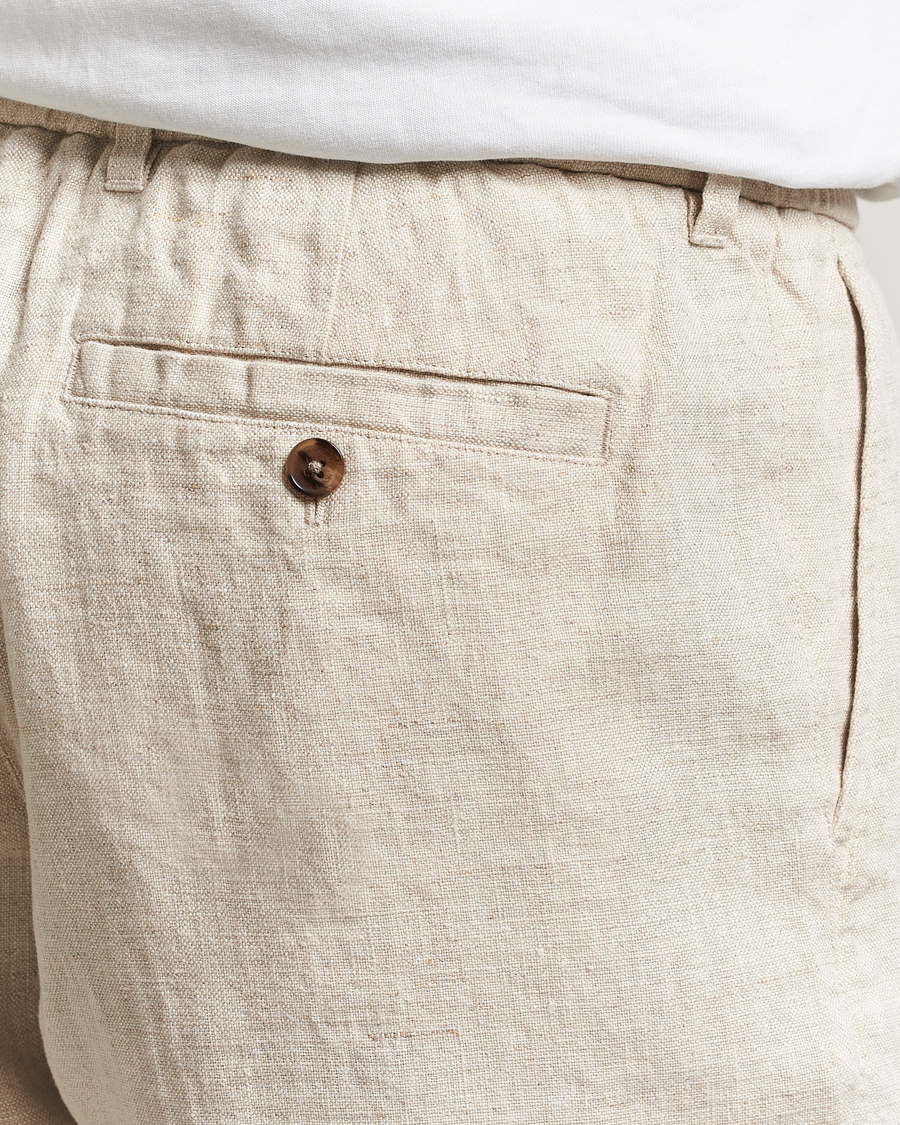 Men | Shorts | NN07 | Billie Pleated Linen Drawstring Shorts Oat