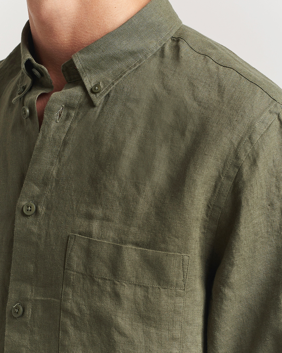 Men | Shirts | NN07 | Arne Linen Button Down Shirt Capers Green