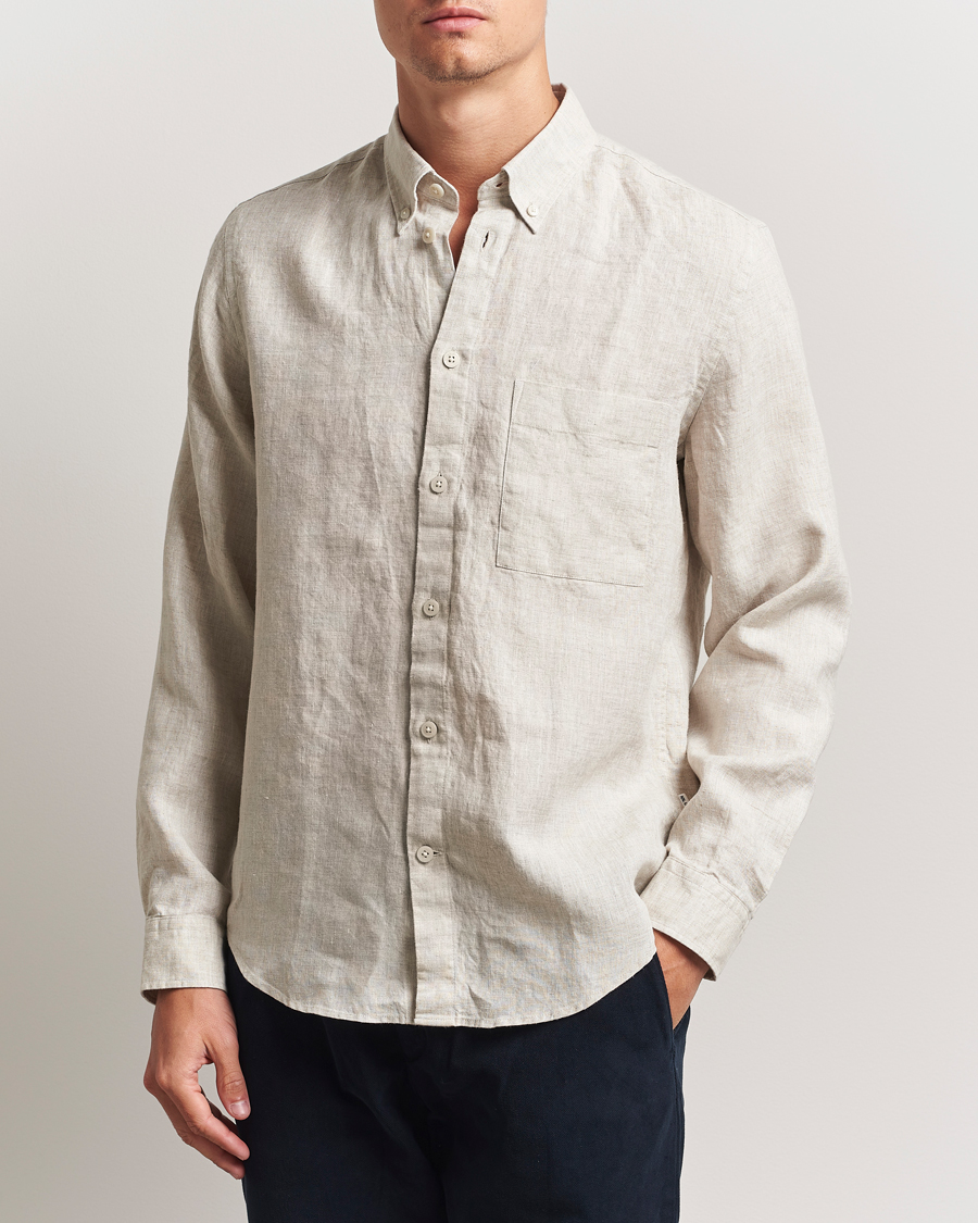 Men | Shirts | NN07 | Arne Linen Button Down Shirt Oat