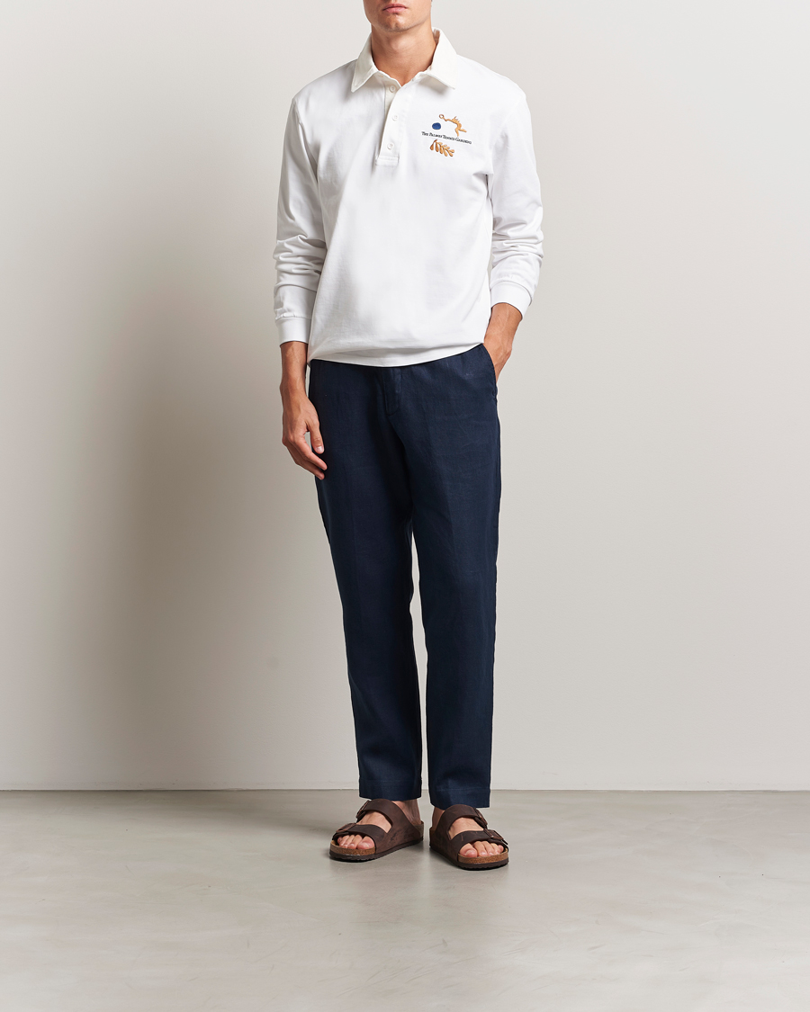 Men | Trousers | NN07 | Billie Linen Drawstring Trousers Navy Blue