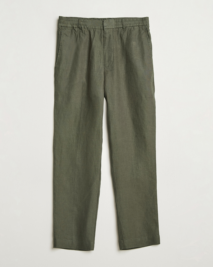 Men | Trousers | NN07 | Billie Linen Drawstring Trousers Croc Green