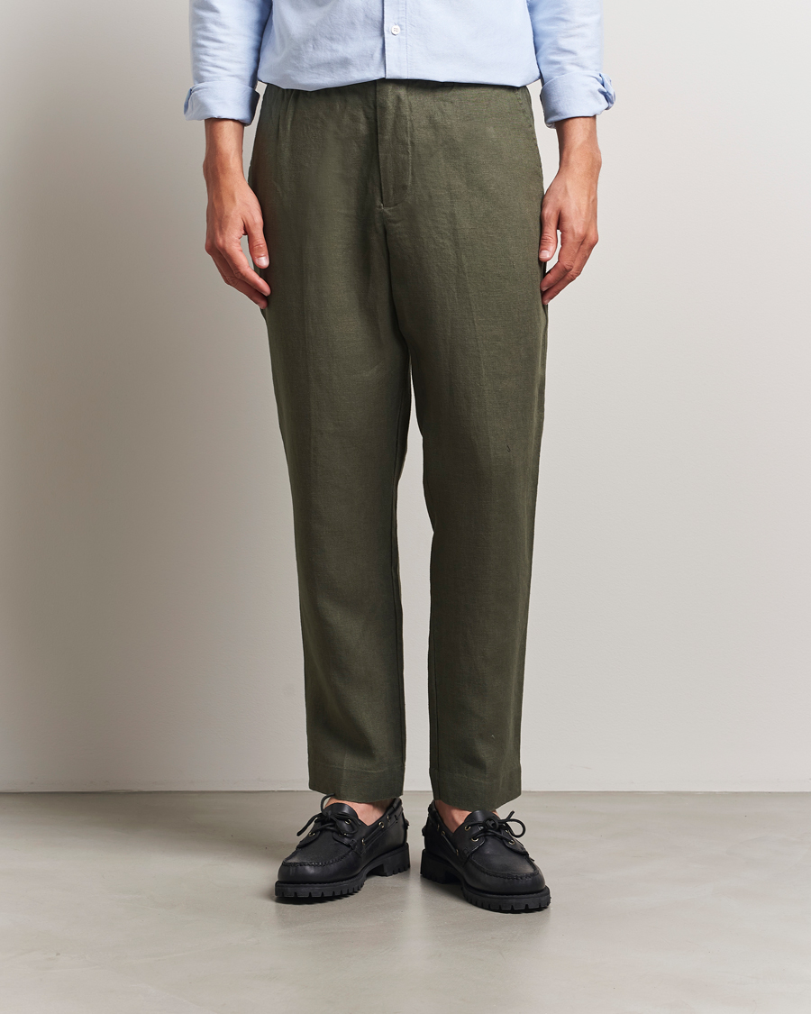 Men | Trousers | NN07 | Billie Linen Drawstring Trousers Croc Green