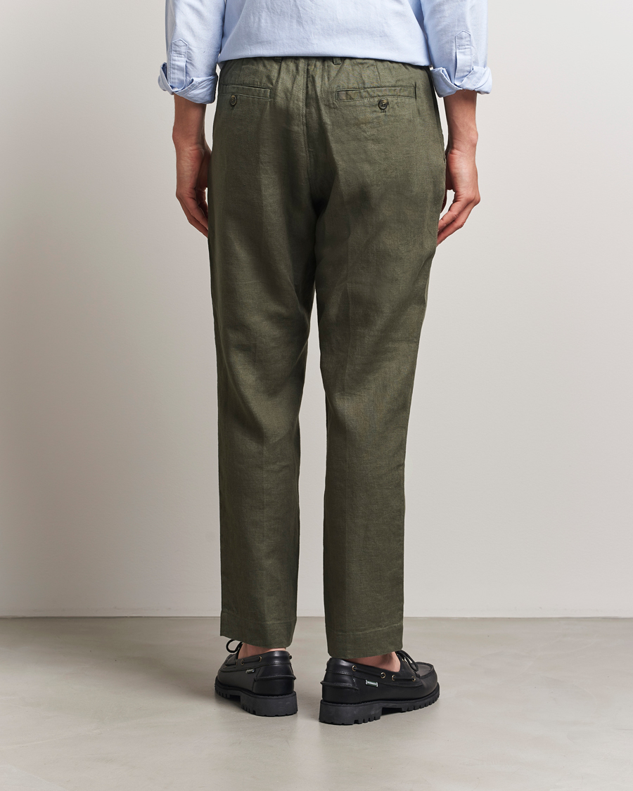 Men | Trousers | NN07 | Billie Linen Drawstring Trousers Croc Green