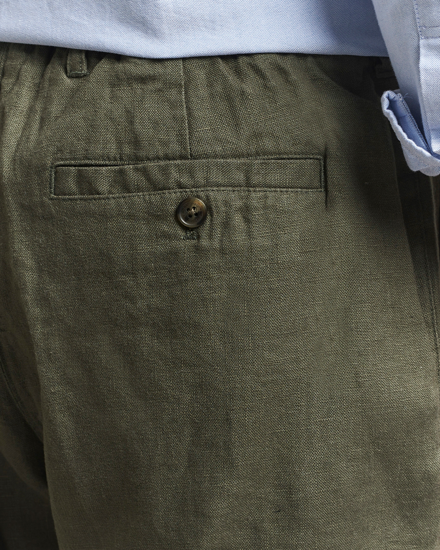 Men | Trousers | NN07 | Billie Linen Drawstring Trousers Croc Green