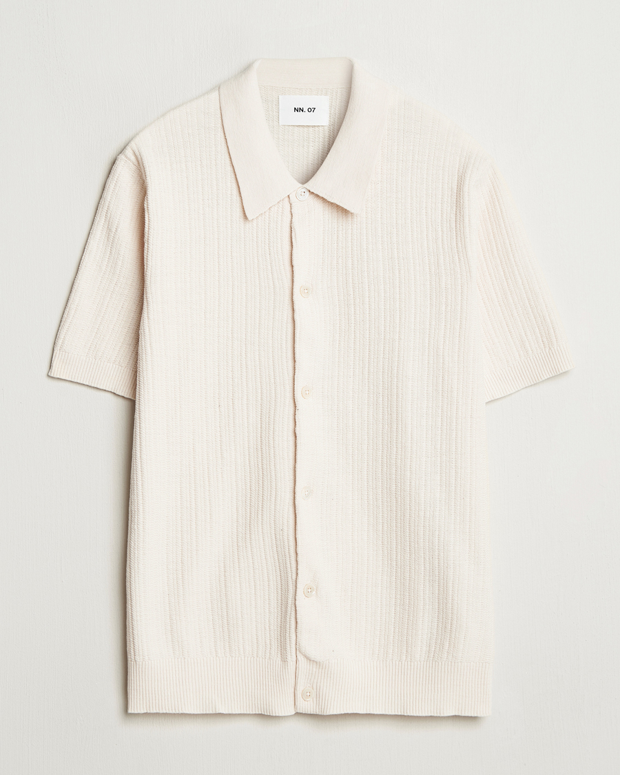 Men | Shirts | NN07 | Nolan Knitted Short Sleeve Shirt Ecru
