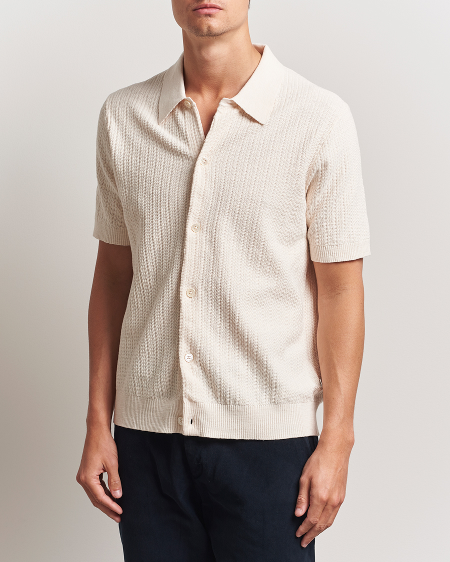 Men | Shirts | NN07 | Nolan Knitted Short Sleeve Shirt Ecru