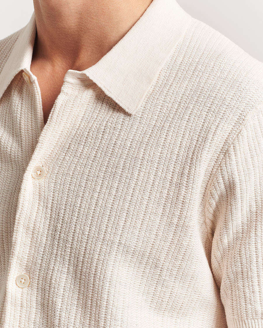 Men | Shirts | NN07 | Nolan Knitted Short Sleeve Shirt Ecru