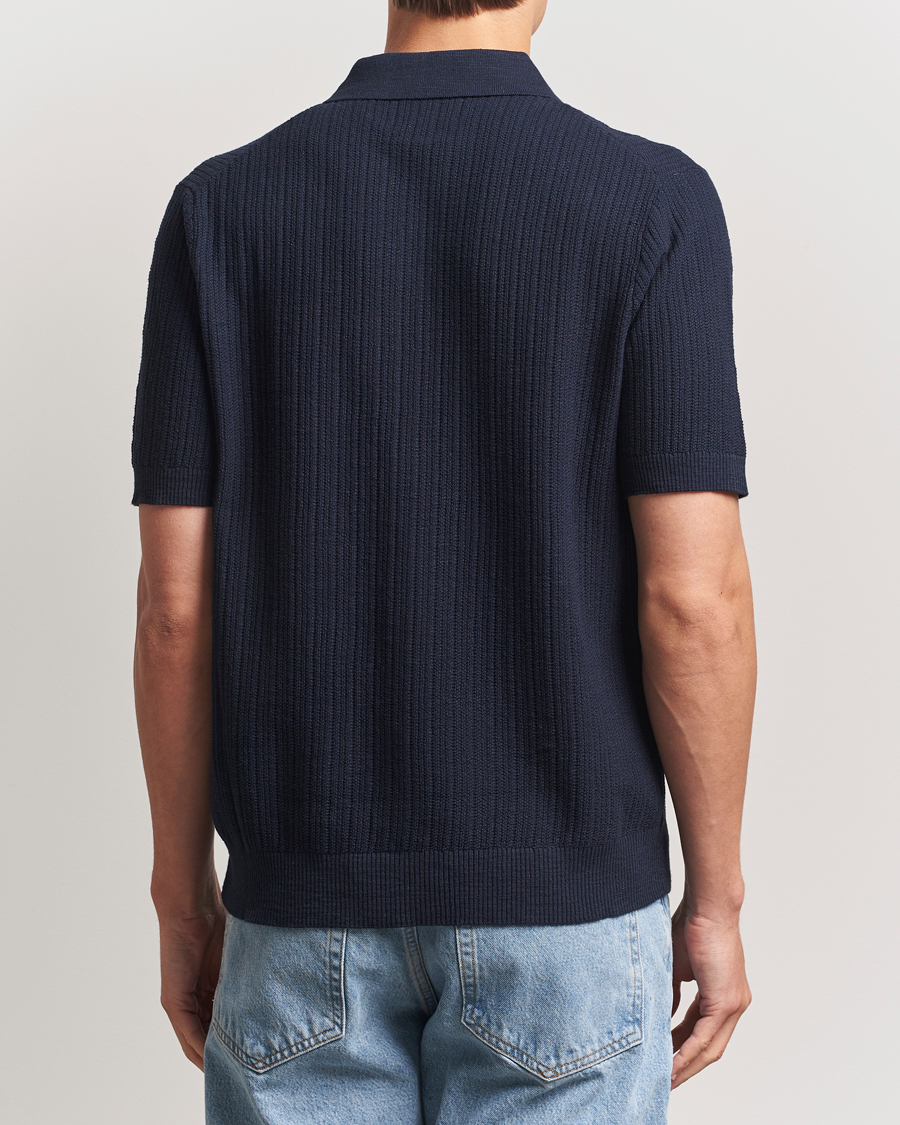 Men | Shirts | NN07 | Nolan Knitted Short Sleeve Shirt Navy Blue