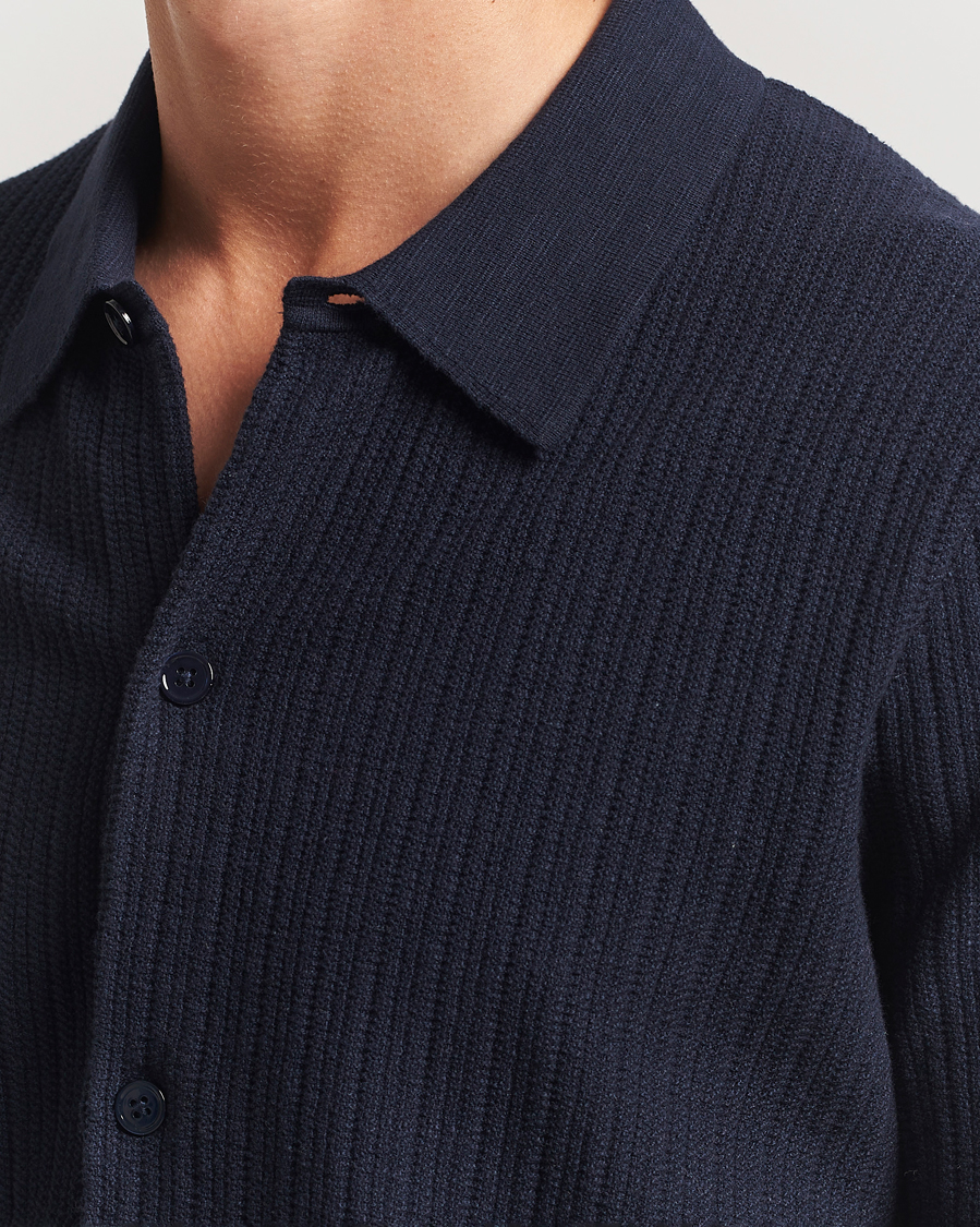 Men | Shirts | NN07 | Nolan Knitted Short Sleeve Shirt Navy Blue