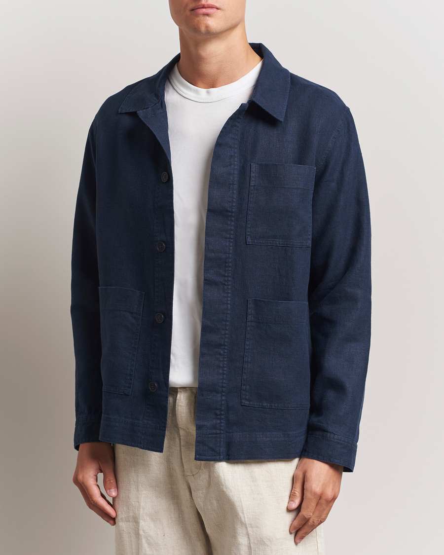 Men | Shirts | NN07 | Olav Linen Overshirt Navy Blue