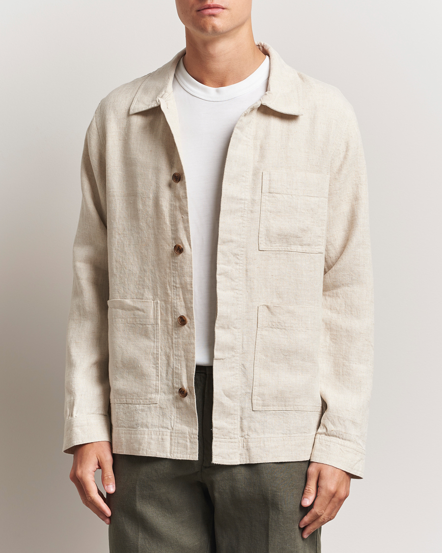 Men | Shirts | NN07 | Olav Linen Overshirt Oat