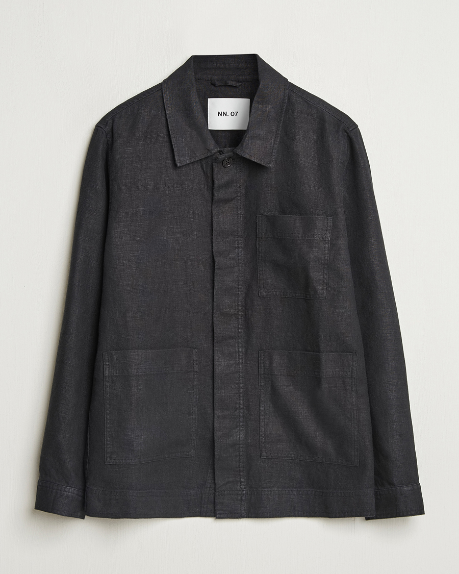 Men | Shirts | NN07 | Olav Linen Overshirt Black