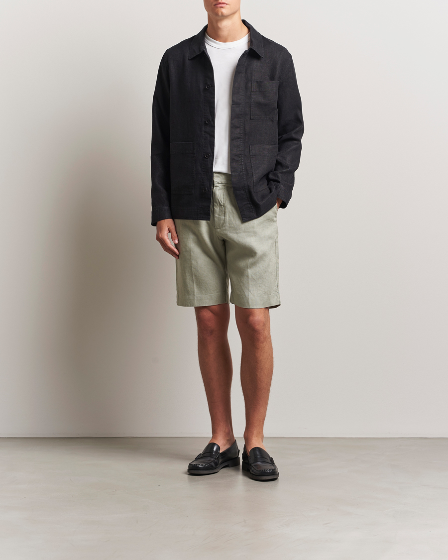 Men | Shirts | NN07 | Olav Linen Overshirt Black