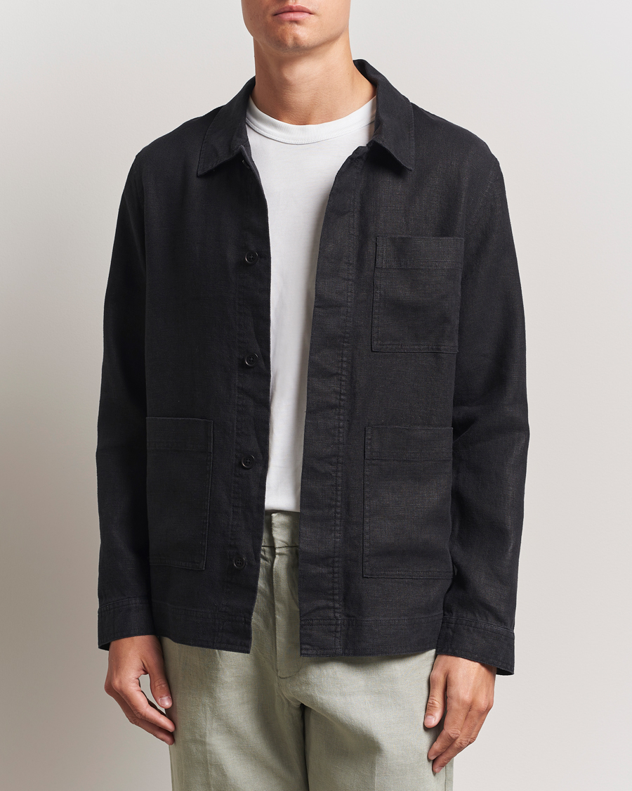 Men | Shirts | NN07 | Olav Linen Overshirt Black