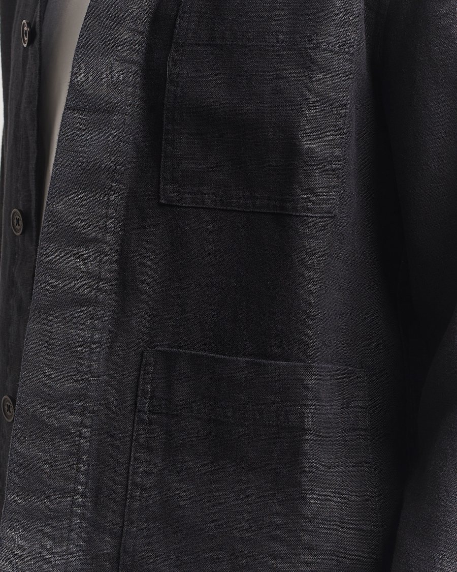 Men | Shirts | NN07 | Olav Linen Overshirt Black