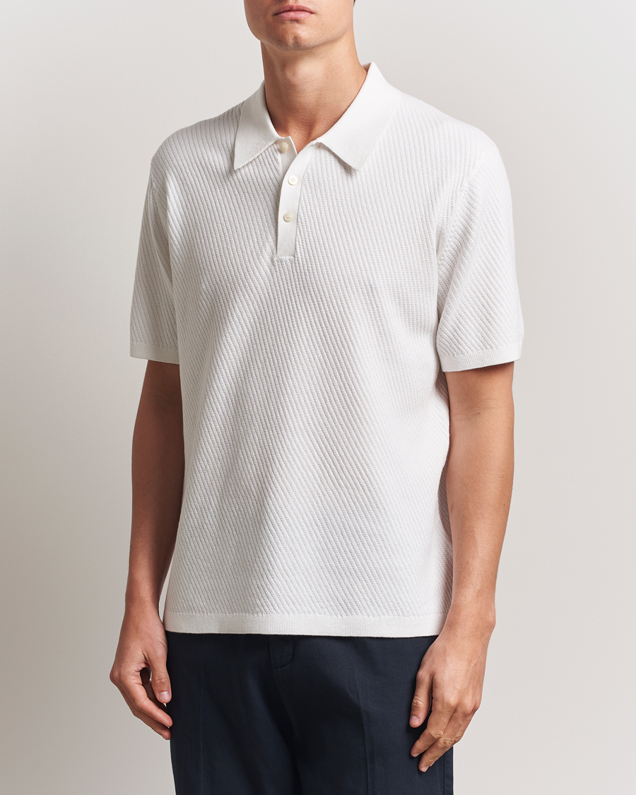 Men | Polo Shirts | Tiger of Sweden | Reid Structured Knitted Polo Pure White